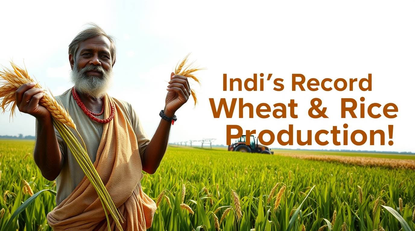 Agricultural Achievements: Document Wheat and Rice Production in India